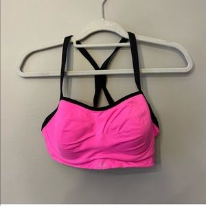 Victoria’s Secret VSX hot pink and black criss cross razorback sports bra medium